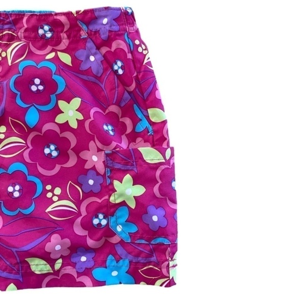 L.L. Bean Skirt Pockets Bright Florals Pink Blue Purple Green Girls Size 6X/7 - Picture 3 of 7